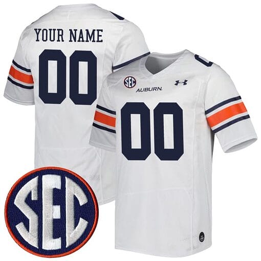 Custom Auburn Tigers Jersey Name and Number College Football White Road ll Stitched