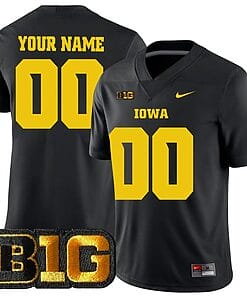 Custom Iowa Hawkeyes Jersey Name and Number College Football Black Alternate All Stitched