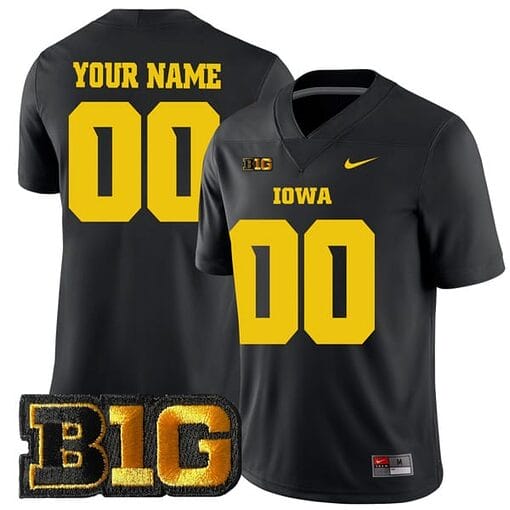 Custom Iowa Hawkeyes Jersey Name and Number College Football Black Alternate All Stitched