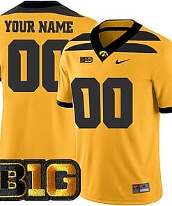 Custom Iowa Hawkeyes Jersey Name and Number College Football Gold Game All Stitched
