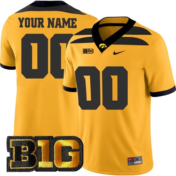 Custom Iowa Hawkeyes Jersey Name and Number College Football Gold Game All Stitched