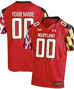 Custom Maryland Terrapins Jersey Name and Number College Football Red Home Game All Stitched