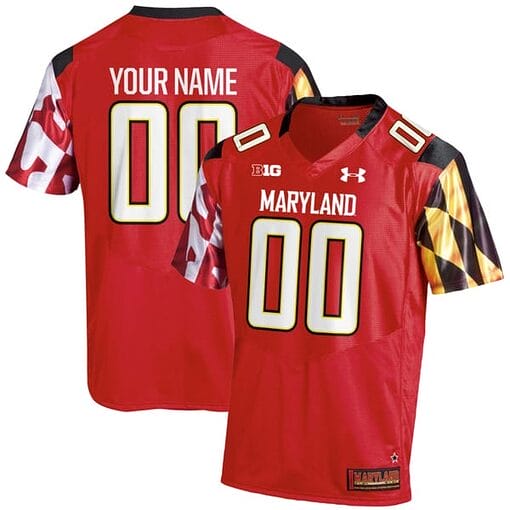 Custom Maryland Terrapins Jersey Name and Number College Football Red Home Game All Stitched