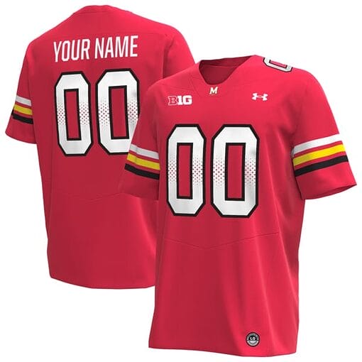 Custom Maryland Terrapins Jersey Name and Number College Football Red Home All Stitched