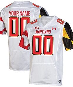 Custom Maryland Terrapins Jersey Name and Number College Football White Away Game All Stitched