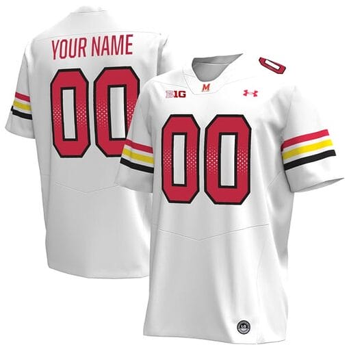 Custom Maryland Terrapins Jersey Name and Number College Football White Away All Stitched