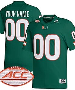Custom Miami Hurricanes Jersey Name and Number College Football Green Alternate Game – All Stitched