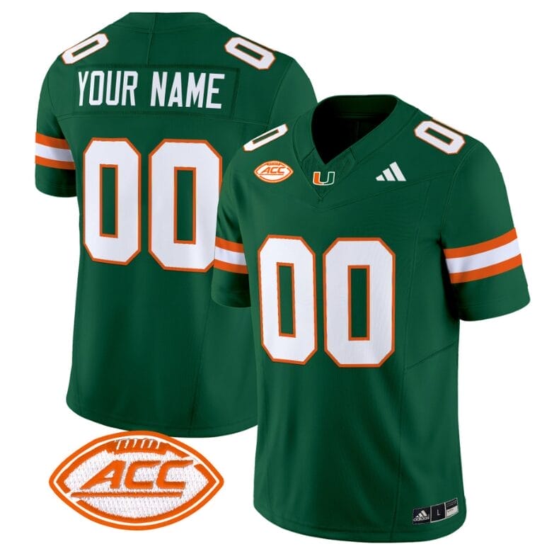 Custom Miami Hurricanes Jersey Name and Number Vapor Football Stitched Green
