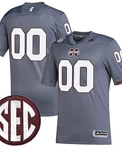 Custom Mississippi State Jersey Name and Number College Football Grey Premier Strategy All Stitched