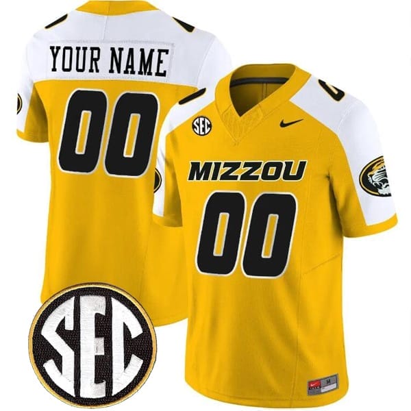 Custom Missouri Tigers Jersey Name and Number College Football Alternate Gold Vapor F.U.S.E Limited All Stitched
