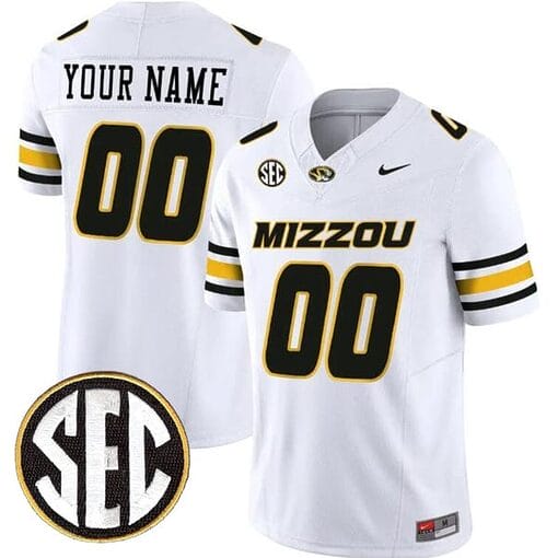 Custom Missouri Tigers Jersey Name and Number College Football White Vapor F.U.S.E Limited All Stitched