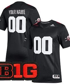 Custom Nebraska Cornhuskers Jersey Name and Number College Football Black Premier Strategy All Stitched
