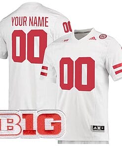 Custom Nebraska Cornhuskers Jersey Name and Number College Football White Premier All Stitched
