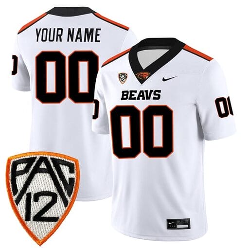 Custom Oregon State Beavers Jersey Name and Number College Football White Away Game All Stitched