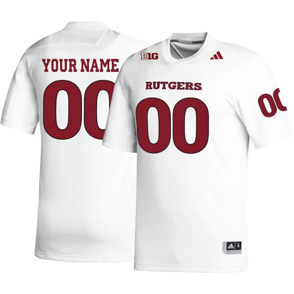 Custom Rutgers Scarlet Knights Jersey Name and Number College Football White Away Game All Stitched