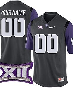 Custom TCU Horned Frogs Jersey Name and Number College Football Anthracite All Stitched