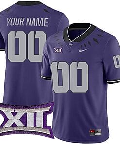 Custom TCU Horned Frogs Jersey Name and Number College Football Purple Home Game All Stitched