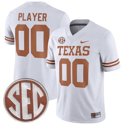 Custom Texas Longhorns Jersey Name and Number College Football White Away Game All Stitched