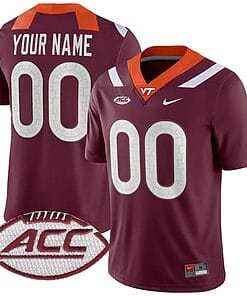 Custom Virginia Tech Hokies Jersey Name and Number College Football Maroon Home Game