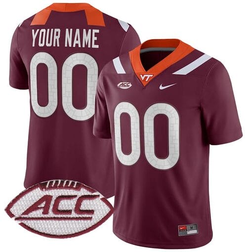 Custom Virginia Tech Hokies Jersey Name and Number College Football Maroon Home Game