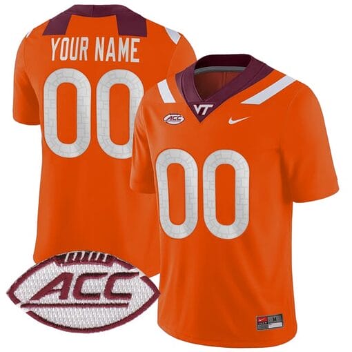 Custom Virginia Tech Hokies Jersey Name and Number College Football Orange Alternate Game