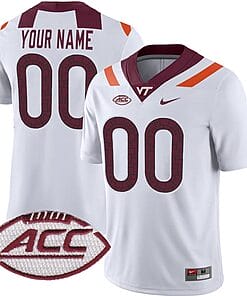 Custom Virginia Tech Hokies Jersey Name and Number College Football White Away Game All Stitched