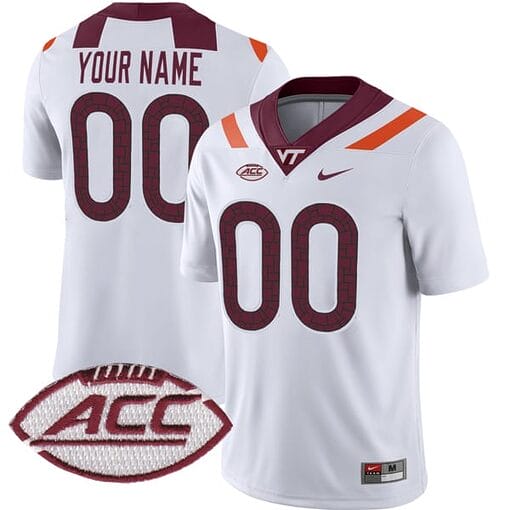 Custom Virginia Tech Hokies Jersey Name and Number College Football White Away Game All Stitched