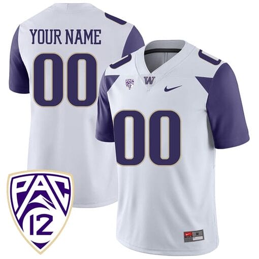 Custom Washington Huskies Jersey Name and Number College Football White Game All Stitched
