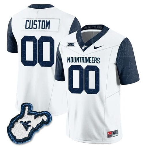 Custom West Virginia Mountaineers Jersey Name and Number College Football Country Roads White All Stitched