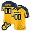 Custom West Virginia Mountaineers Jersey Name and Number College Football Country Roads Yellow – All Stitched