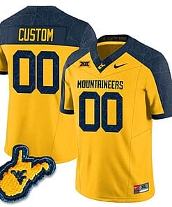 Custom West Virginia Mountaineers Jersey Name and Number College Football Country Roads Yellow All Stitched