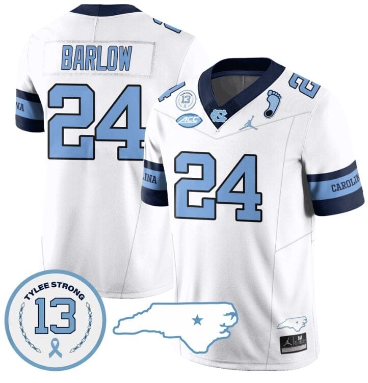 Darwin Barlow Jersey #24 North Carolina Tar Heels Vapor College Football Stitched Alternate White