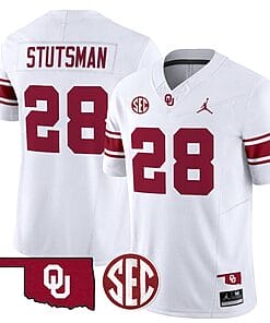 Danny Stutsman Jersey #28 Oklahoma Sooners Football Throwback Vapor Limited Stitched White
