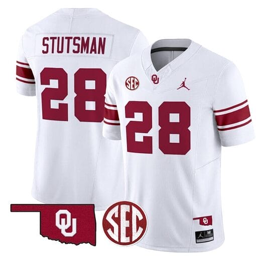 Danny Stutsman Jersey #28 Oklahoma Sooners Football Throwback Vapor Limited Stitched White