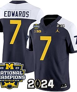 Donovan Edwards Jersey #7 Michigan Wolverines Vapor Limited Football 2024 National Champions Patch Alternate
