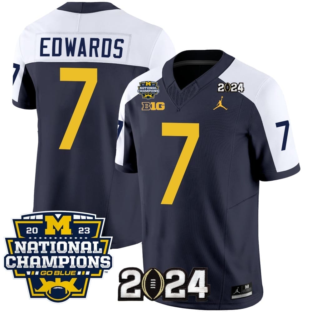 Donovan Edwards Jersey #7 Michigan Wolverines Vapor Limited Football 2024 National Champions Patch Alternate