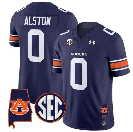 Damari Alston Jersey #0 Auburn Tigers SEC Patch Vapor Limited College Football Stitched Navy
