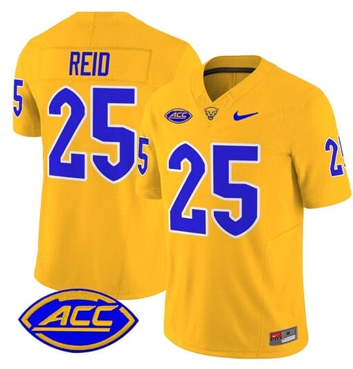 Desmond Reid Jersey #25 Pittsburgh Panthers Vapor Limited College Football Stitched Gold