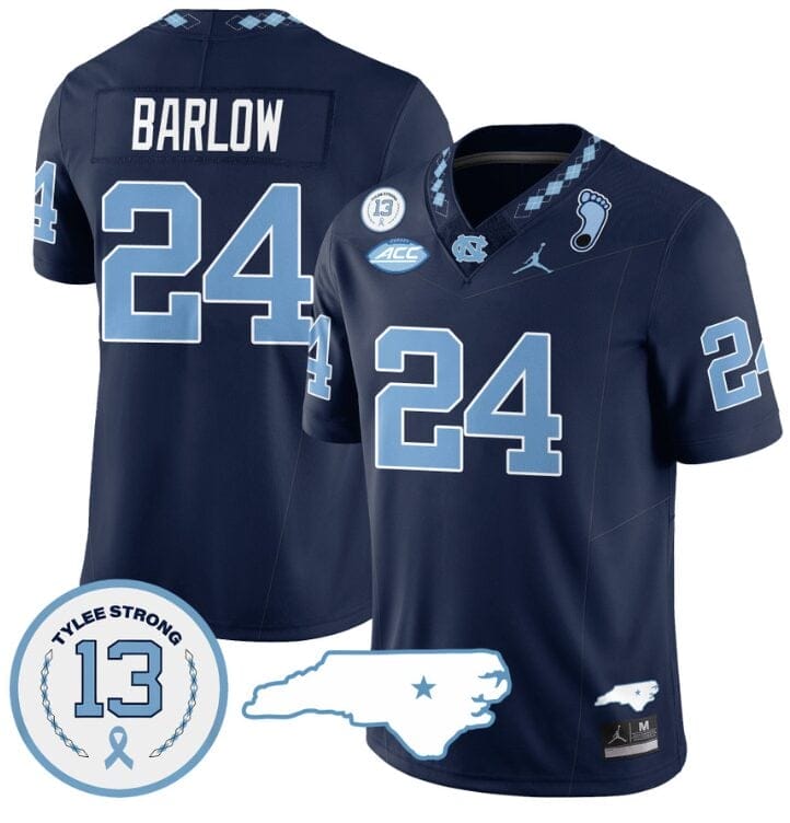 Darwin Barlow Jersey #24 North Carolina Tar Heels Vapor College Football Stitched Navy