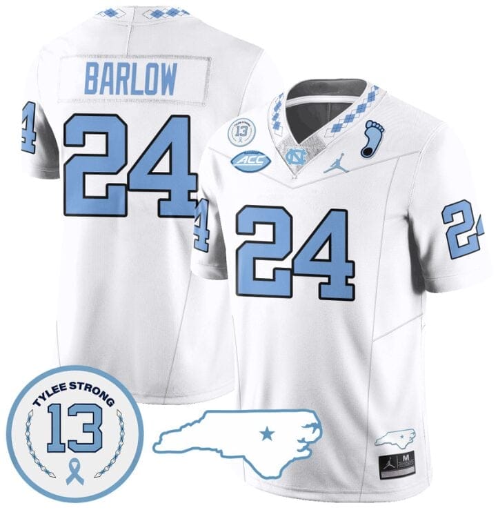Darwin Barlow Jersey #24 North Carolina Tar Heels Vapor College Football Stitched White