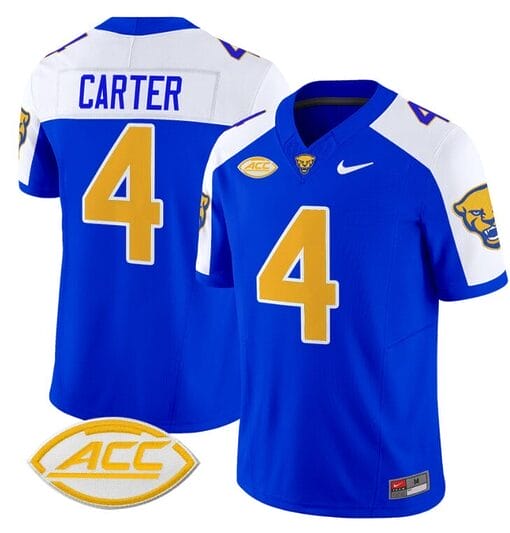 Daniel Carter Jersey #4 Pittsburgh Panthers Vapor Limited College Football Stitched Royal Alternate
