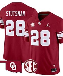 Danny Stutsman Jersey #28 Oklahoma Sooners Football Throwback Vapor Limited Stitched Crimson
