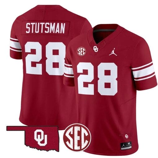 Danny Stutsman Jersey #28 Oklahoma Sooners Football Throwback Vapor Limited Stitched Crimson