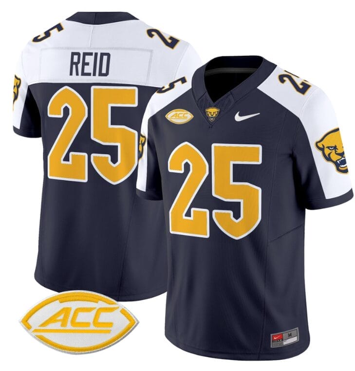Desmond Reid Jersey #25 Pittsburgh Panthers Vapor Limited College Football Stitched Navy Alternate