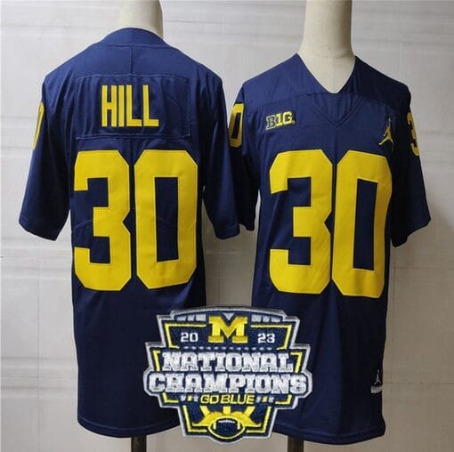 Daxton Hill Jersey #30 Michigan Wolverines Football 2023 National Champions Patch Navy