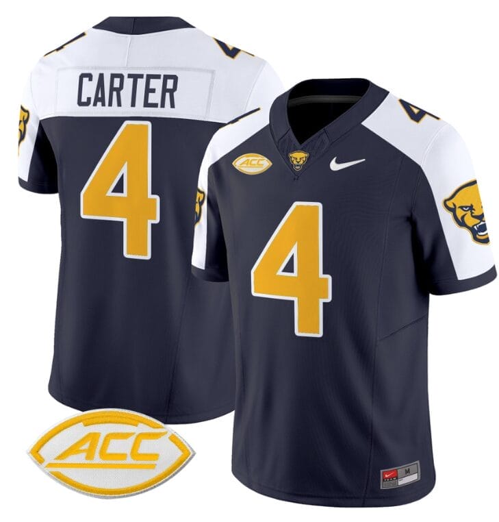 Daniel Carter Jersey #4 Pittsburgh Panthers Vapor Limited College Football Stitched Navy Alternate