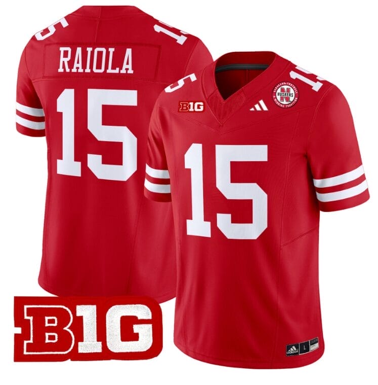 Dylan Raiola Jersey #15 Nebraska Cornhuskers Vapor Limited Football Scarlet