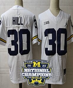 Daxton Hill Jersey #30 Michigan Wolverines Football 2023 National Champions Patch White