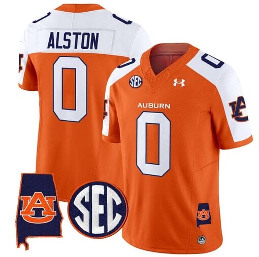 Damari Alston Jersey #0 Auburn Tigers SEC Patch Vapor Limited College Football Stitched Orange Alternate