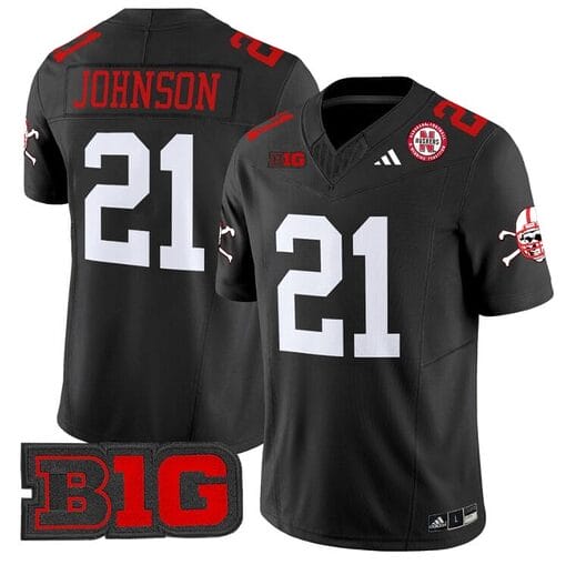 Emmett Johnson Jersey #21 Nebraska Cornhuskers Vapor Limited Football Black